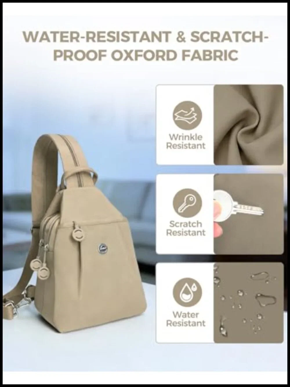 Convertible Sling Backpack Crossbody Anti Theft Lightweight Water Resistant